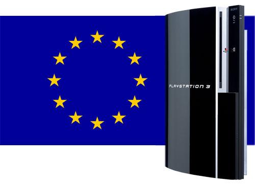 Playstation 3 vor Europa Flagge