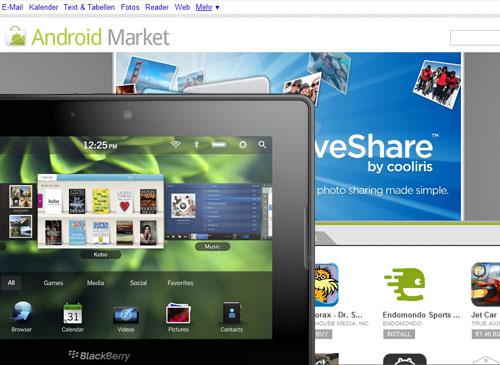 Blackberry Playbook vor Android Marktplatz