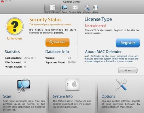 Falsches Antivirenprogramm für MAC PCs