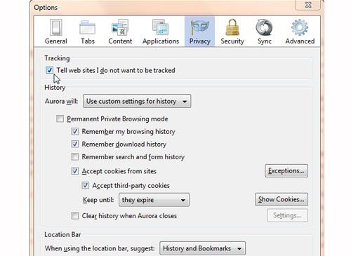 Firefox 5 Optionen