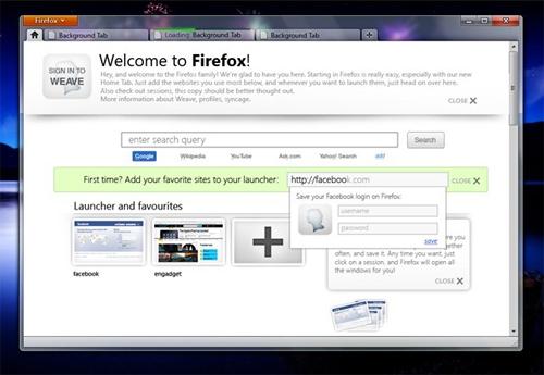 Firefox Startbildschirm