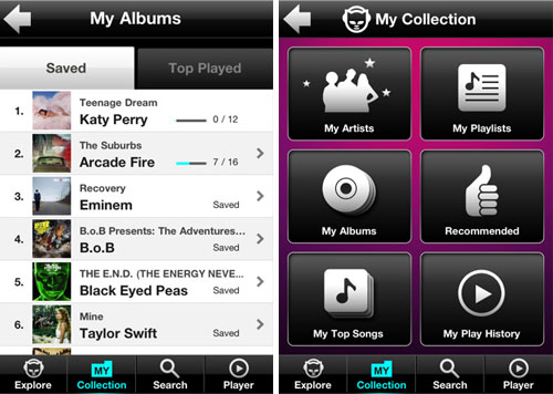Apple App Napster Screenshots Album Playlist