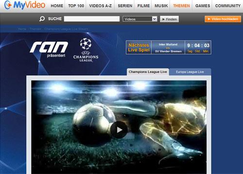 MyVideo.de Champions League Spiele