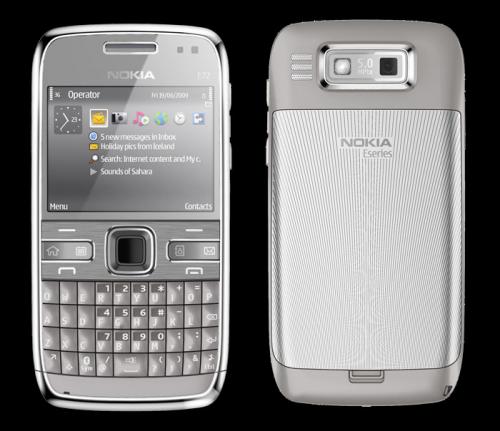 Nokia E72 Silber Vor-Rückseite