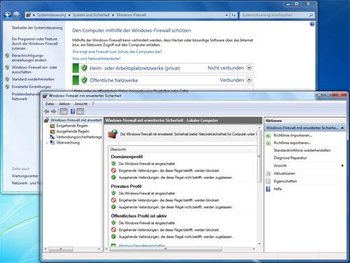 Microsoft Windows 7 Firewall Screenshot