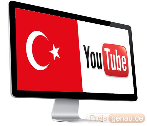 Monitor mit Türkischer Flagge und Youtube Logo
