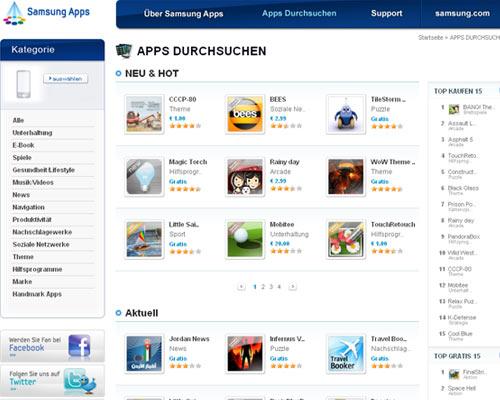 Samsung Appstore Screenshot Startseite