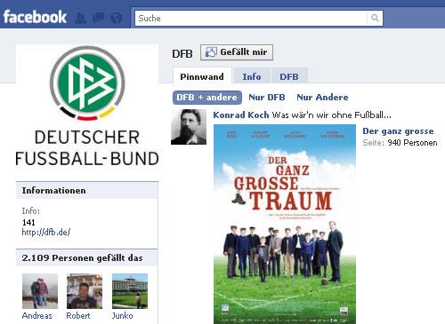 Facebook Marketing Namen DFB Fanseite