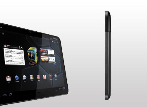 Motorola Xoom Schrägansicht und Seitenansicht