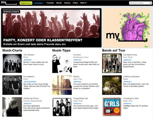 MySpace Startseite