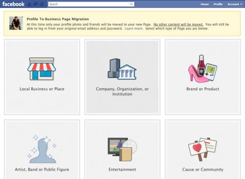 Facebook Profil zur Page umgestalten