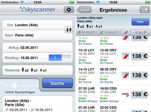 Skyscanner App Apple iPhone Reise App
