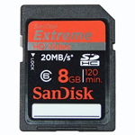 Sandisk Extreme HD Video SDHC Card 133x 8 GB Class 6