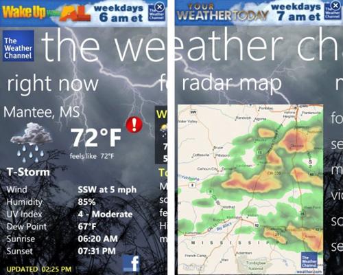 Windows Phone 7 App The Weather Channel