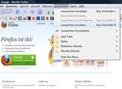 Firefox Lesezeichen