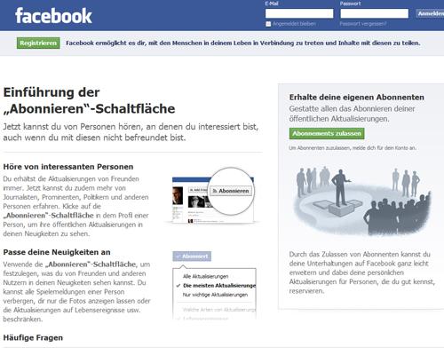 Facebook Abo funtkion