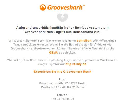 Grooveshark schließt in Deutschland die Pforten