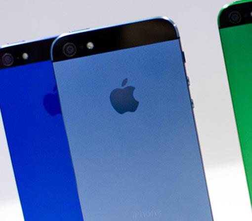iphone 5 in blau, rot, grün gelb