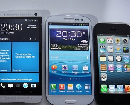 Samsung Galaxy S4, iPhone 5 und HTC One