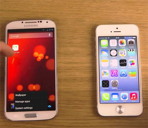 Samsung Galaxy S4 mit Android 4.3 vs. iPhone 5 iOS 7